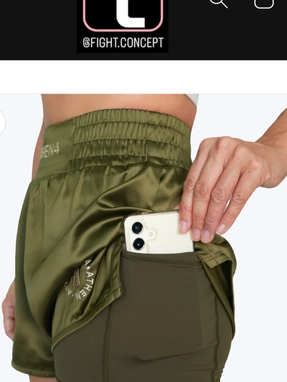 ATHENA Olive Satin Women's Shorts - Picture 7 of 9